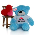 Giant 5 Feet Personalized Teddy Bear wearing I Love You This Much Tshirt - Choose From 7 Colors